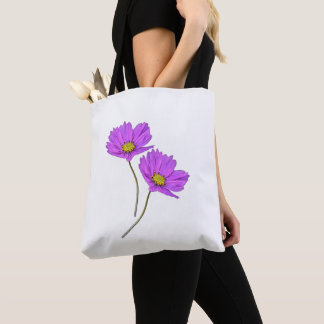 Bolsa Tote Dois Cosmos Roxos Florais