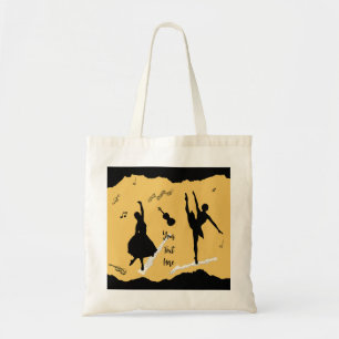 Bolsa Tote Dois dançarinos de Balé e música em cor bege de Ou