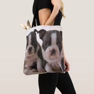 Bolsa Tote Dois filhotes de cachorro de Boston Terrier