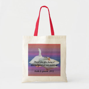 Bolsa Tote dois gansos brancos em saco de agradecimento de fu