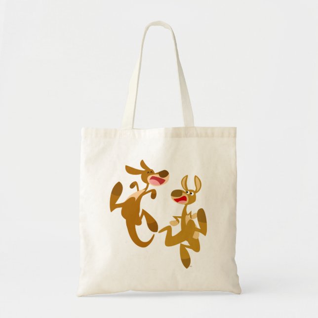 Bolsa Tote Dois Kangaroos de Cartoon de Bouncy Bonitos (Frente)