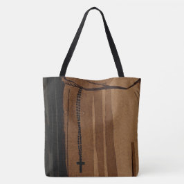 Bolsa Tote Dois lados, Monk Beijando Nun e Cruz Marrom