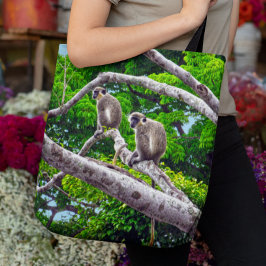 Bolsa Tote Dois Macacos Verdes Sentados No Saco De Impressão