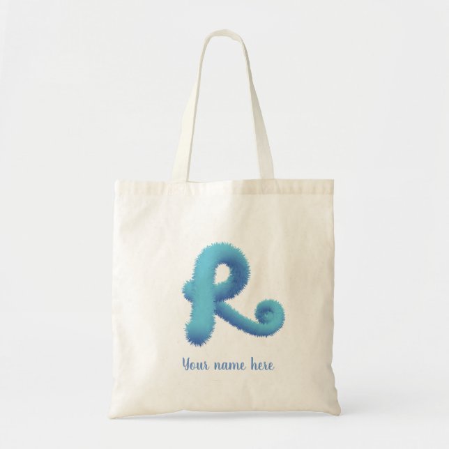 Bolsa Tote dois monogramas azuis tontos R de velocidade e ini (Frente)