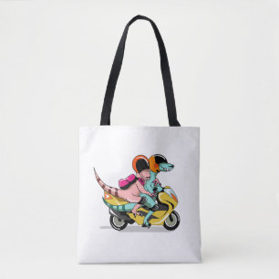 Bolsa Tote Dois Raptores De Cartoon Andando Um Patinete De Mo