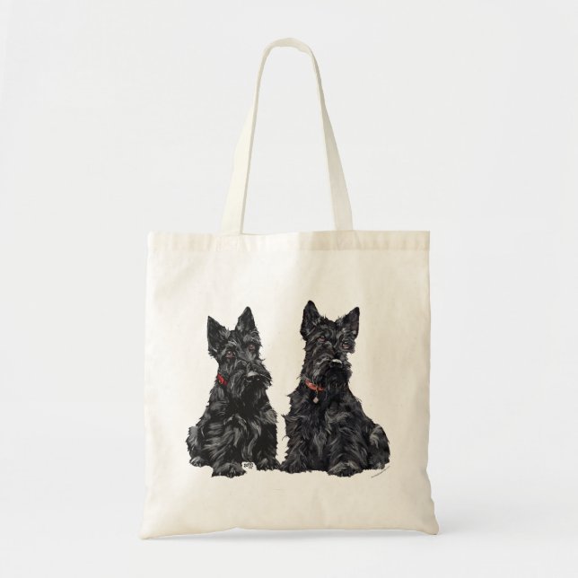 Bolsa Tote Dois Terriers Escoceses Pretos (Frente)
