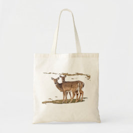 Bolsa Tote Dois Veados Brancos Em Alerta
