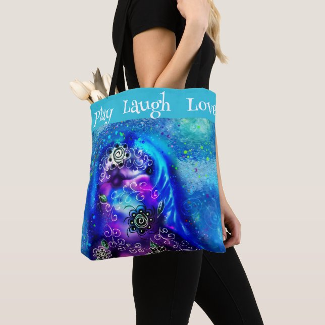 Bolsa Tote Dolphin Play ri Love Whimsic Painting Art (Close Up)