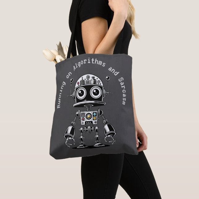Bolsa Tote Dome Head Robot - Executando em Algoritmos e Sarca (Close Up)