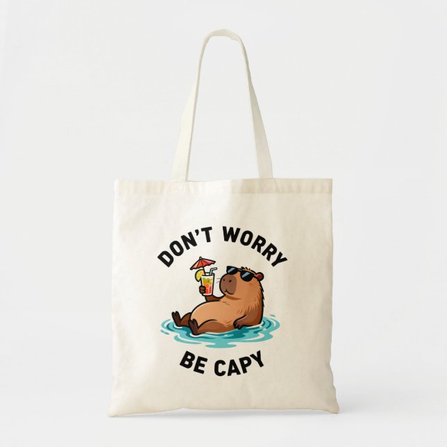 Bolsa Tote Don't Worry Be Capy Funny Capybara Pun (Frente)