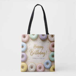 Bolsa Tote Donuts Glacê Pastel Com Purpurina Dourada Doce