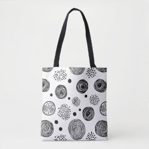 Bolsa Tote Doodle Abstrato Desenhado à Mão - Preto e Branco (