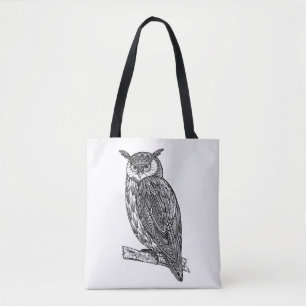 Bolsa Tote Doodle animal 2 da coruja do Totem selvagem