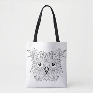 Bolsa Tote Doodle bonito 2 do retrato da coruja