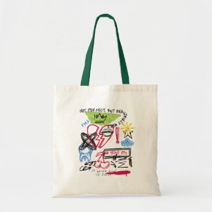 Bolsa Tote Doodle de Grafite com Coração e Colagem de Esboço 