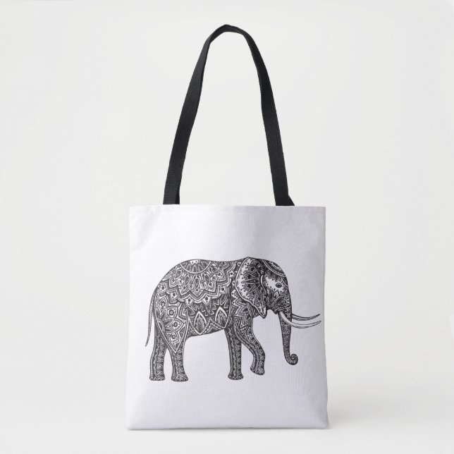 Bolsa Tote Doodle estilizado 2 do elefante da fantasia (Frente)