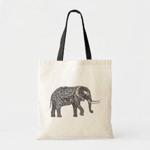 Bolsa Tote Doodle estilizado do elefante da fantasia