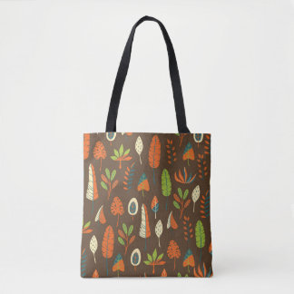 Bolsa Tote Doodle Hand Drawn Tropical Pattern with Leaves on 