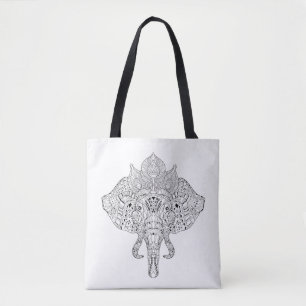 Bolsa Tote Doodle inspirado cabeça 2 do elefante