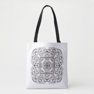Bolsa Tote Doodle quadrado decorativo bonito 2