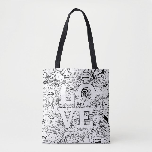 Bolsa Tote Doodles de Amor (Frente)