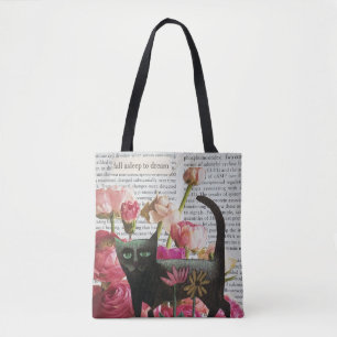 Bolsa Tote Dormir para Sonhar Flores Rosa Quentes de Gato Pre