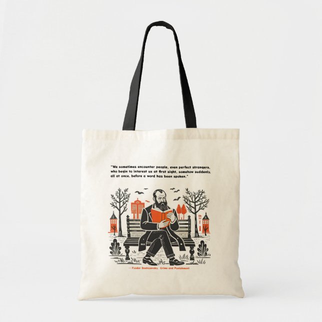 Bolsa Tote Dostoevsky lendo um Design de livro (Frente)