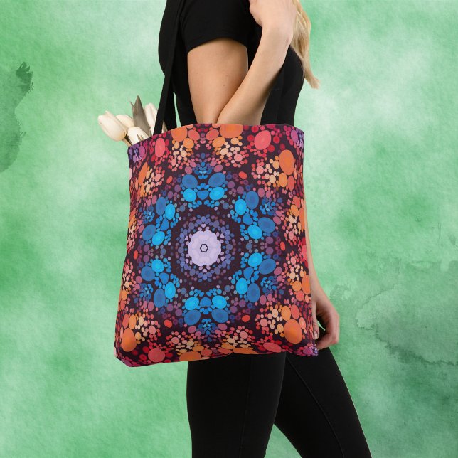 Bolsa Tote Dot Mandala Blue Red and Orange (Criador carregado)