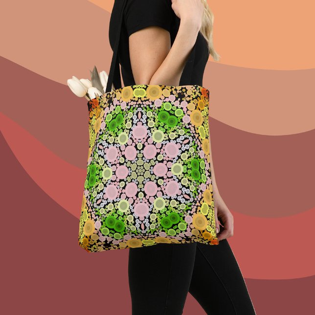 Bolsa Tote Dot Mandala Flor Amarelo Verde e Rosa (Criador carregado)