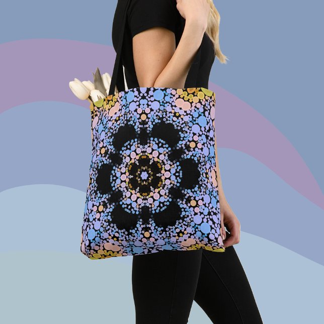Bolsa Tote Dot Mandala Flor Azul e Amarelo (Criador carregado)