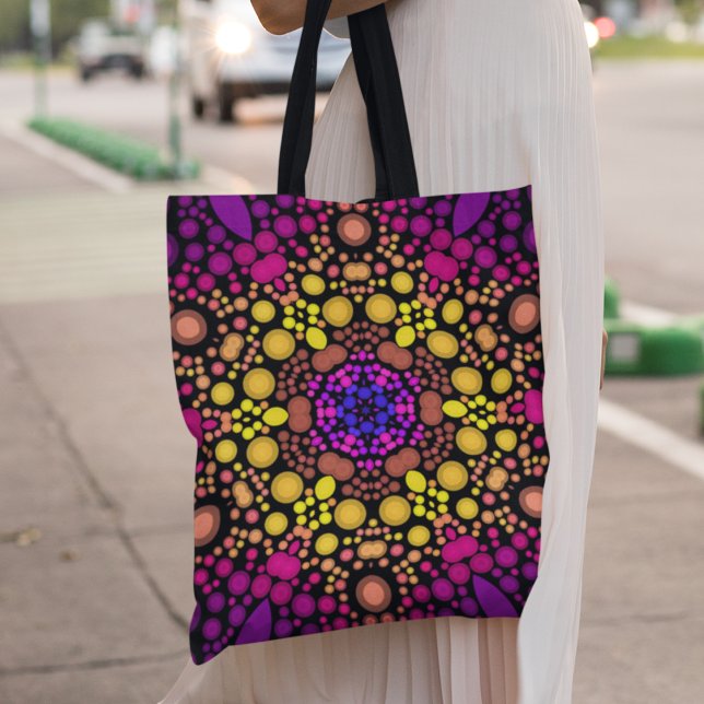 Bolsa Tote Dot Mandala Flor Puro e Amarelo (Criador carregado)