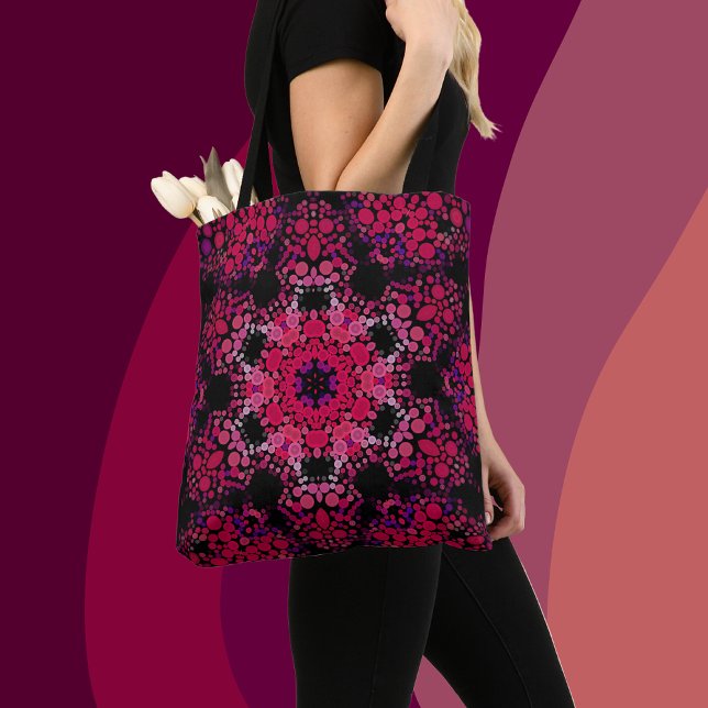 Bolsa Tote Dot Mandala Flor Rosa e Roxo (Criador carregado)