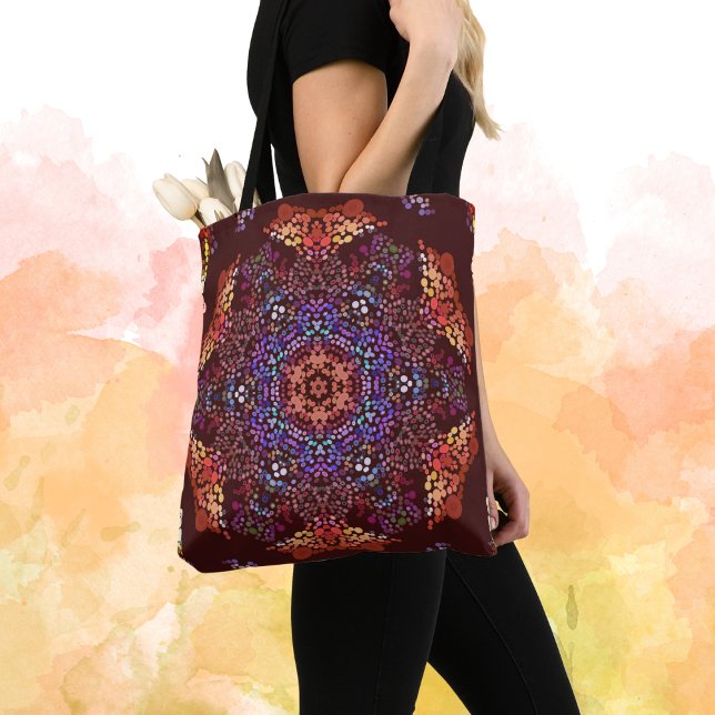 Bolsa Tote Dot Mandala Orange Blue e Purple (Criador carregado)