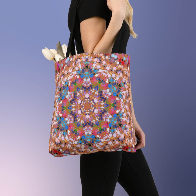 Bolsa Tote Dot Mandala Orange Blue Pink e White (Criador carregado)