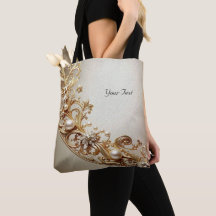 Bolsa Tote Dourada com Enfeites Ornamentados