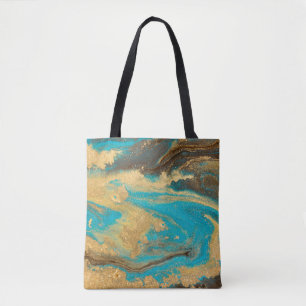 Bolsa Tote Dourada design de textura de marmoreado. Manteiga 