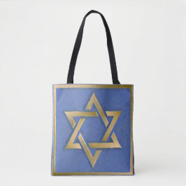 Bolsa Tote Dourada Estrela Azul do Painel de Arte David