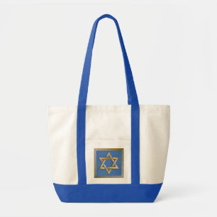 Bolsa Tote Dourada Estrela Azul do Painel de Arte David
