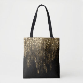 Bolsa Tote Dourada Preta Brilhante