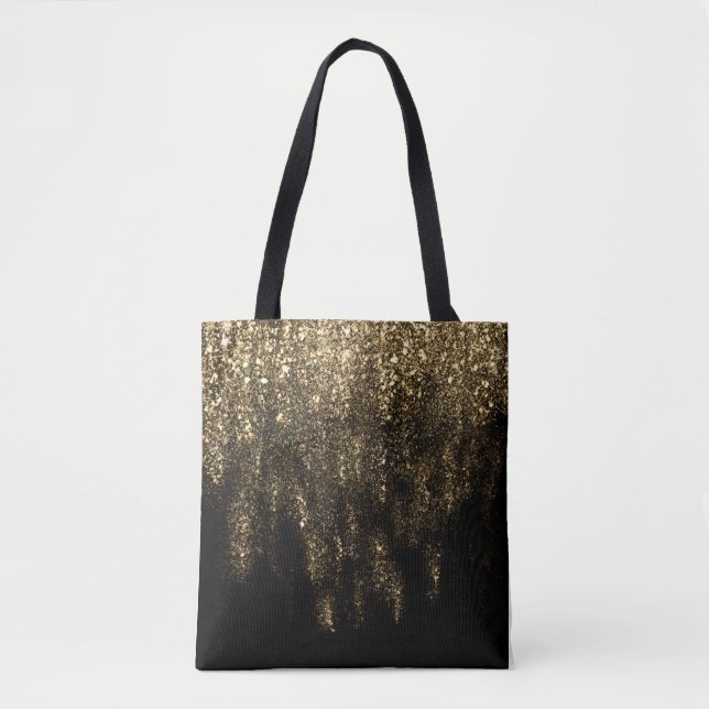 Bolsa Tote Dourada Preta Brilhante (Frente)