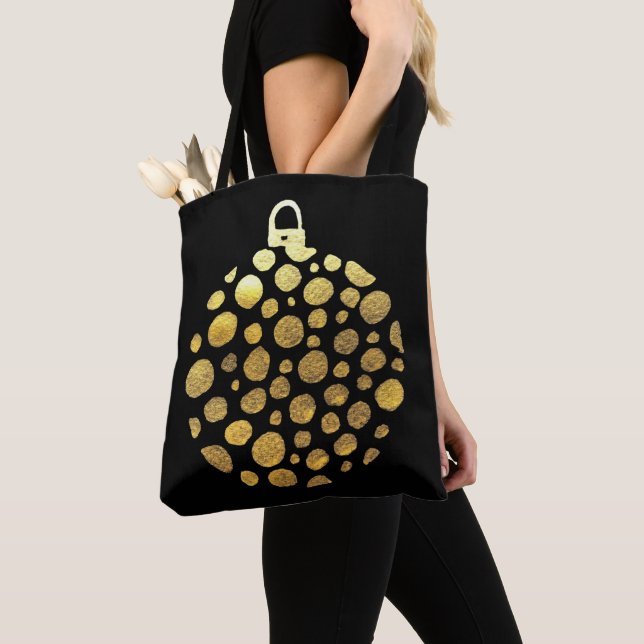 Bolsa Tote Dourado brilho de Natal (Close Up)