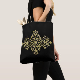 Bolsa Tote Dourado brilho e preto