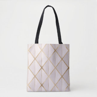 Bolsa Tote Dourado brilho, padrão geométrico de rhombus.
