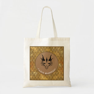 Bolsa Tote Dourado e castanho Adoro Comprar Cabeça de Dragão 