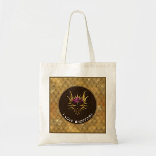 Bolsa Tote Dourado e castanho Adoro Comprar Cabeça de Dragão