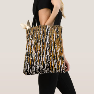 Bolsa Tote Dourado e preto - Glama da Selva da Chuva Safari M