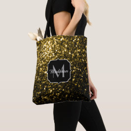 Bolsa Tote Dourado escuro brilhante falso brilho Monograma