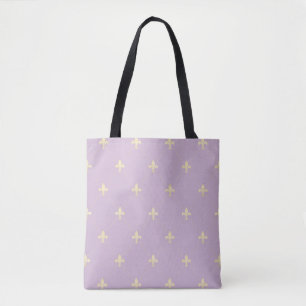 Bolsa Tote Dourado Fleur-de-Lis Dusky Lilac