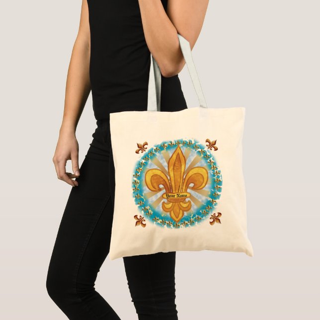 Bolsa Tote Dourado Fleur De Lis Tote Bag (Frente (produto))