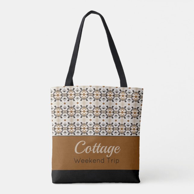 Bolsa Tote Dourado Marrom Com Preto (Verso)